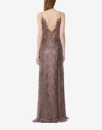 Robe longue en dentelle chantilly - Grey