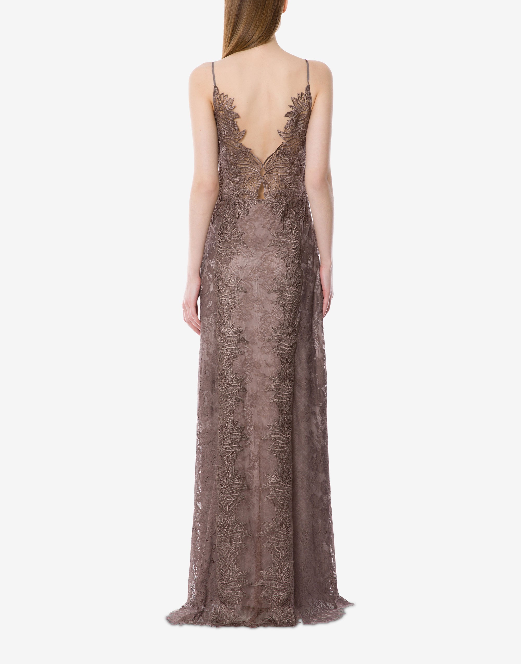 Robe longue en dentelle chantilly - Grey