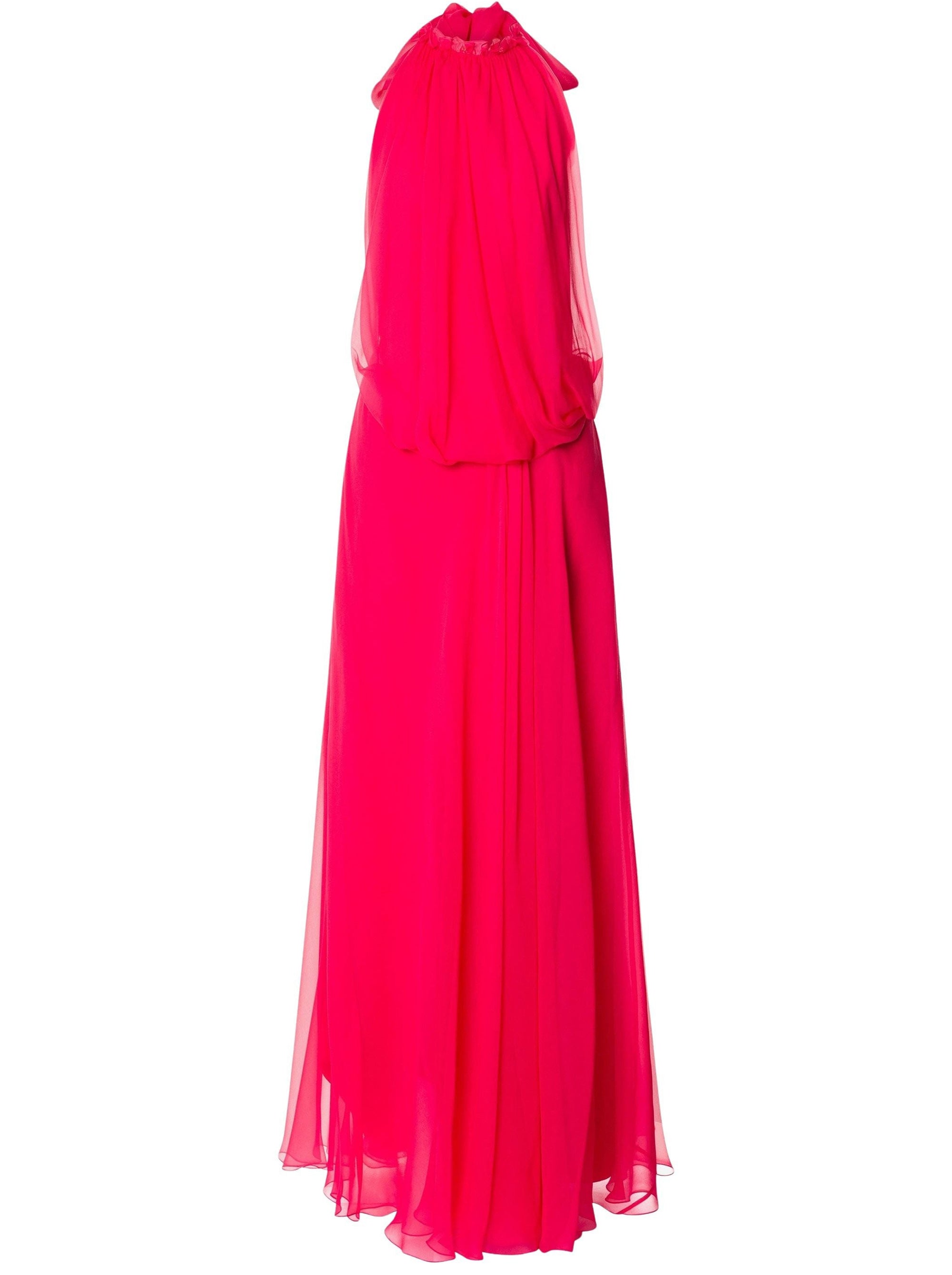 Robe longue en soie - Fucsia