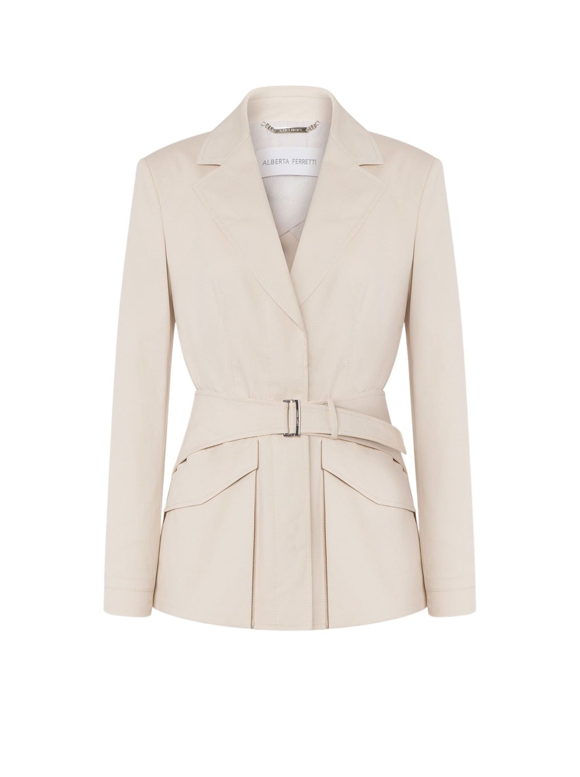 Veste en satin de coton extensible - Beige