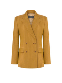 Veste croisée en lin mélangé - Brown