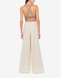 Top court en tulle avec broderie - Beige