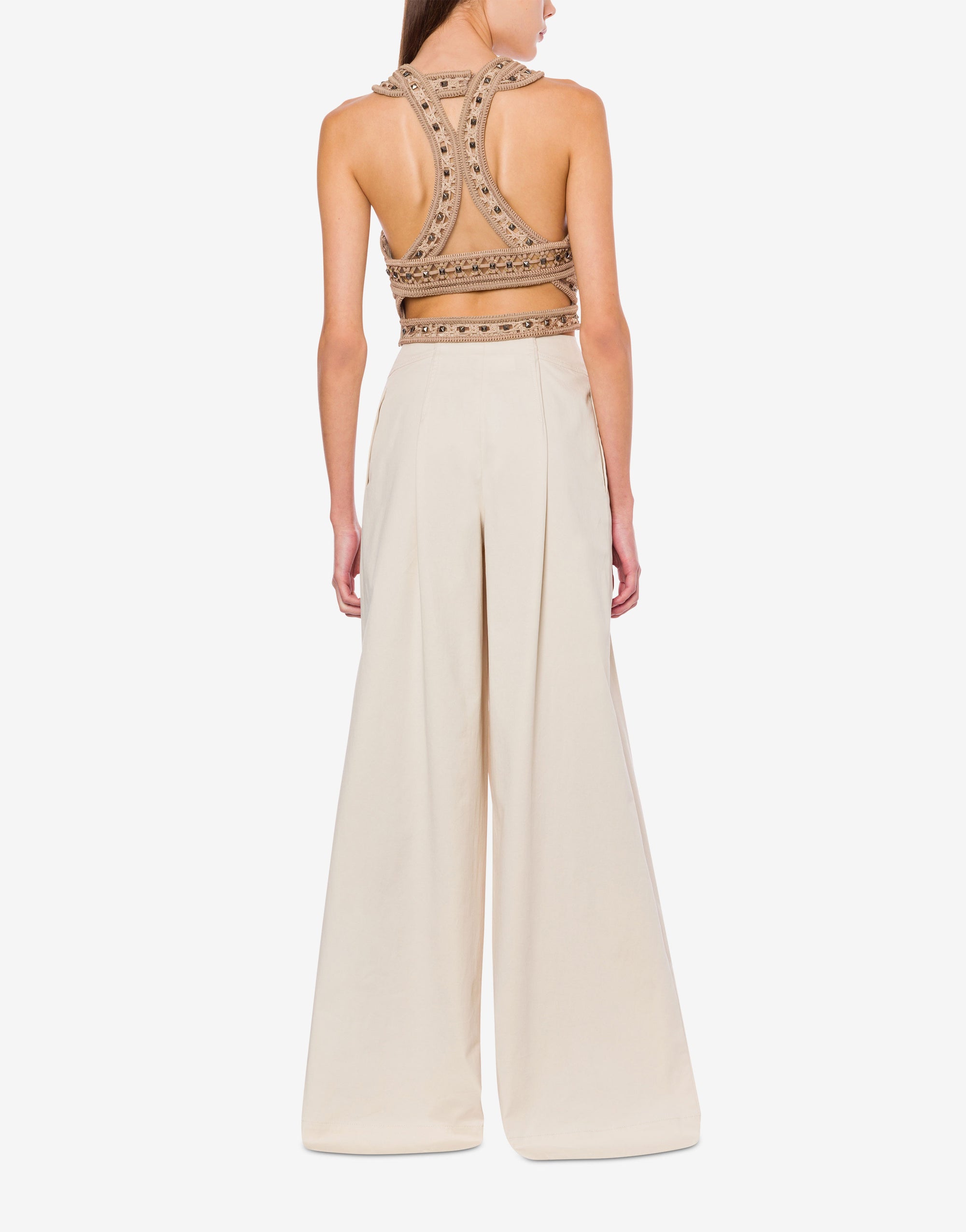 Top court en tulle avec broderie - Beige