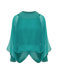 Top en mousseline de soie - Green & Light Blue