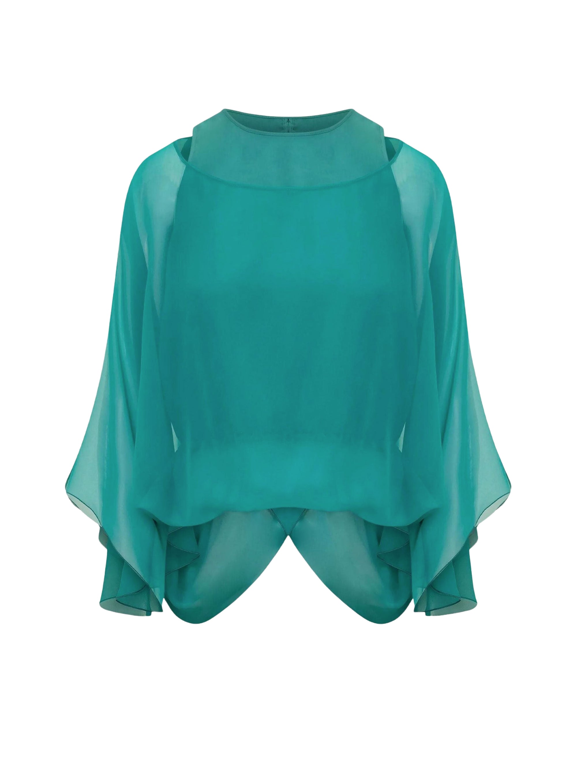 Top en mousseline de soie - Green & Light Blue
