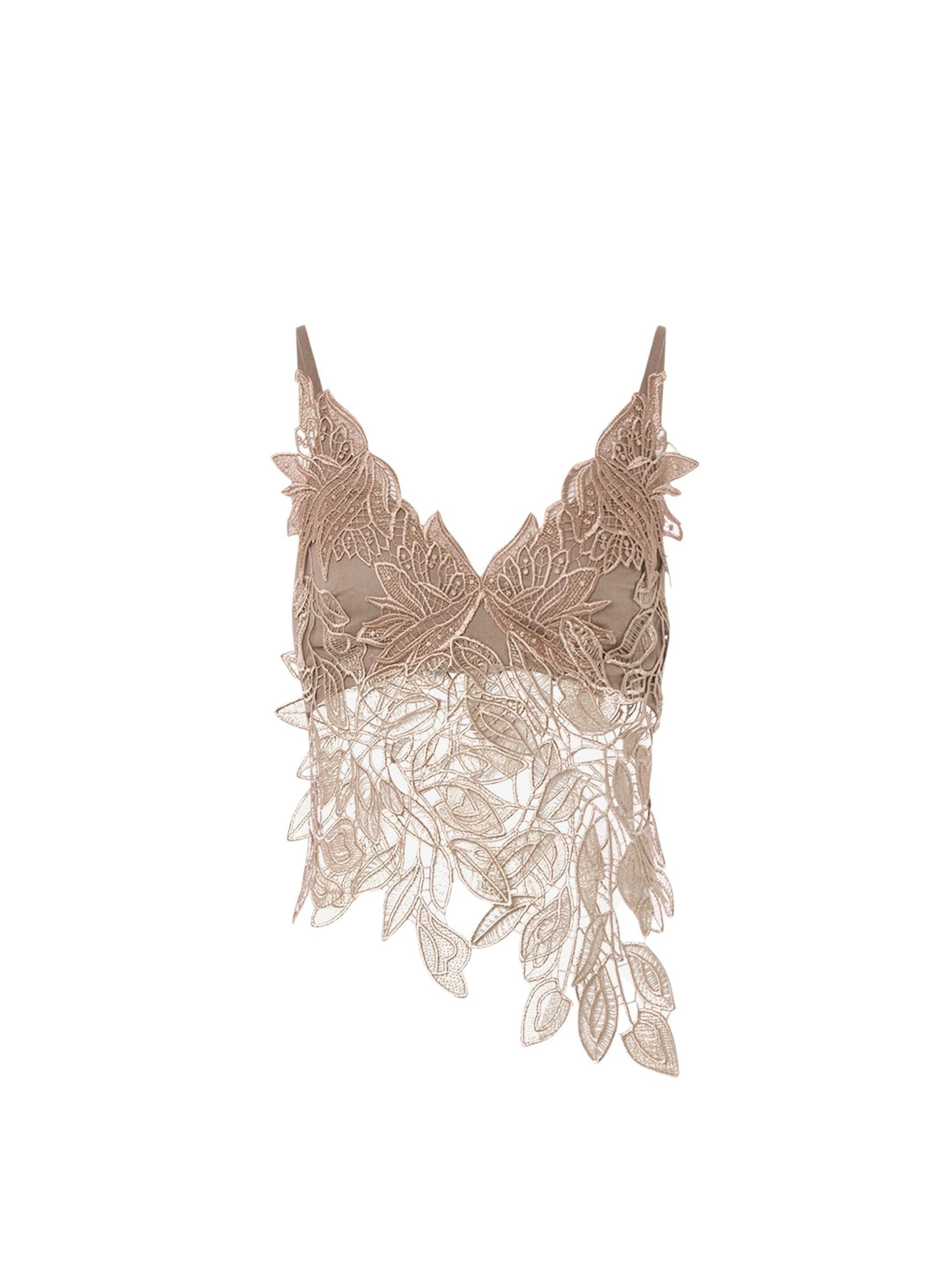 Débardeur macramé feuillage - Light Gold
