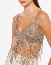 Débardeur macramé feuillage - Light Gold