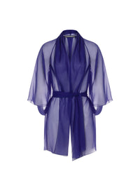 Cape en soie avec ceinture - Blue & Purple