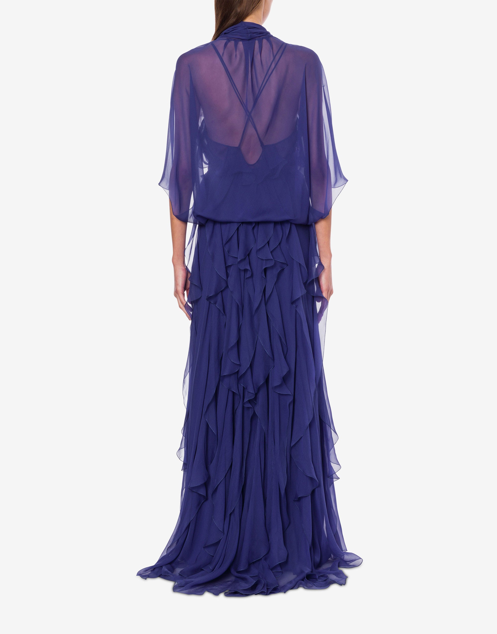 Cape en soie avec ceinture - Blue & Purple