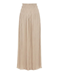 Jupe longue plissée en soie - Beige
