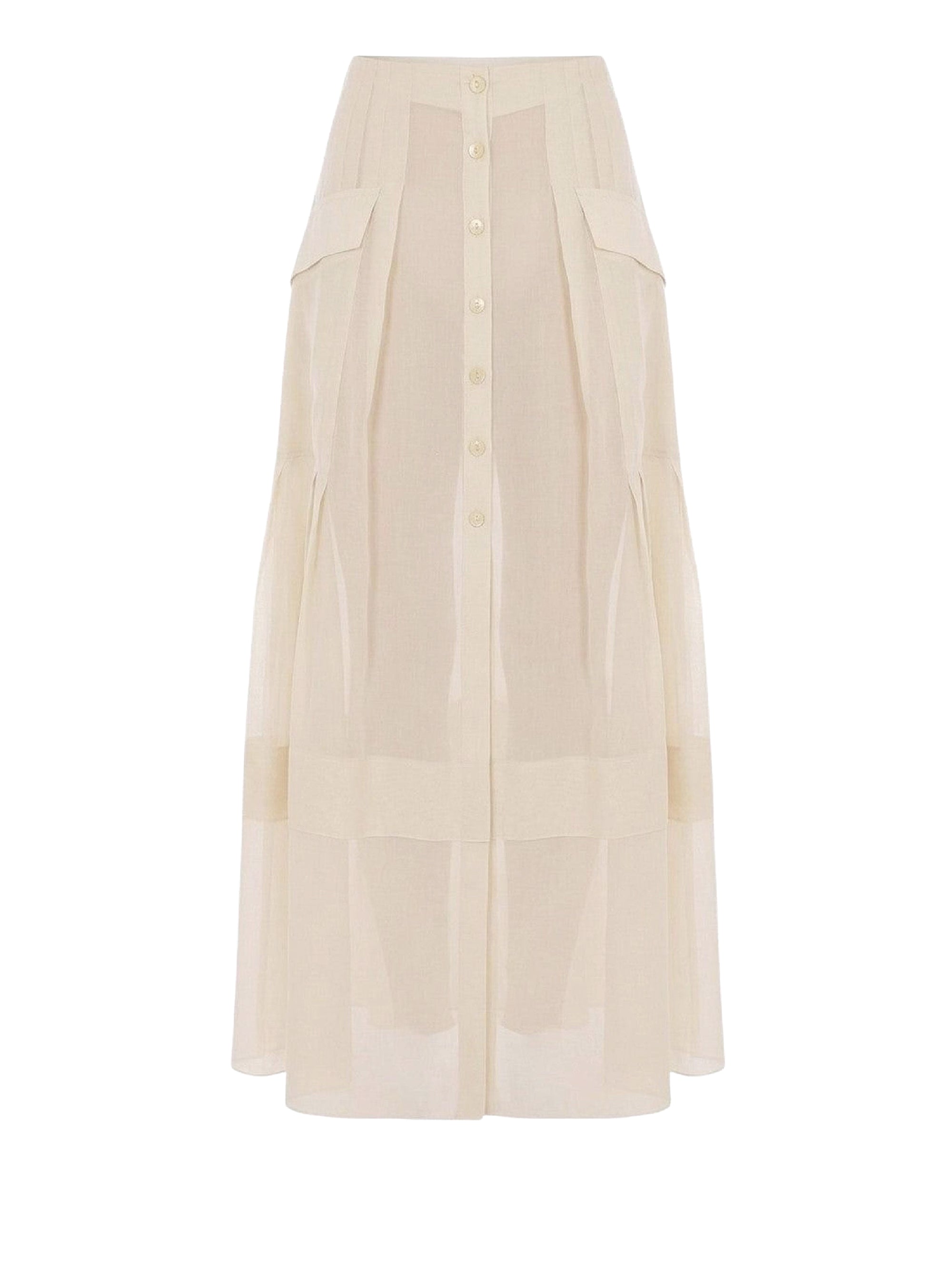Jupe longue en mousseline - Beige