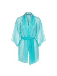 Cape en soie avec ceinture - Blue