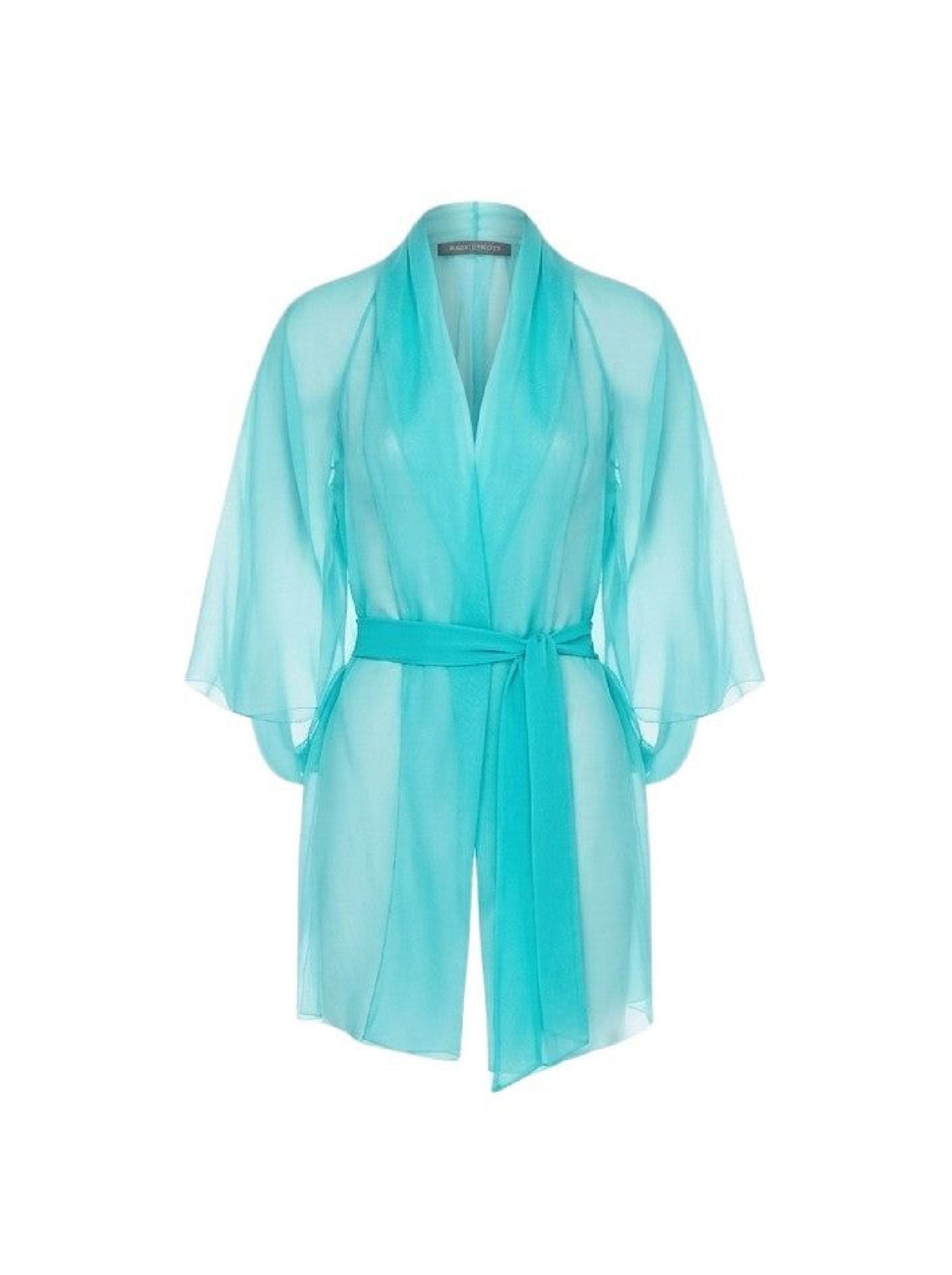 Cape en soie avec ceinture - Blue