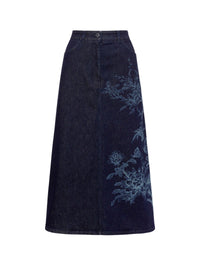 Jupe longue en jean avec motifs - Blue