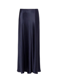 Long skirt in silk blend - Dark Blue