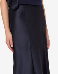 Long skirt in silk blend - Dark Blue