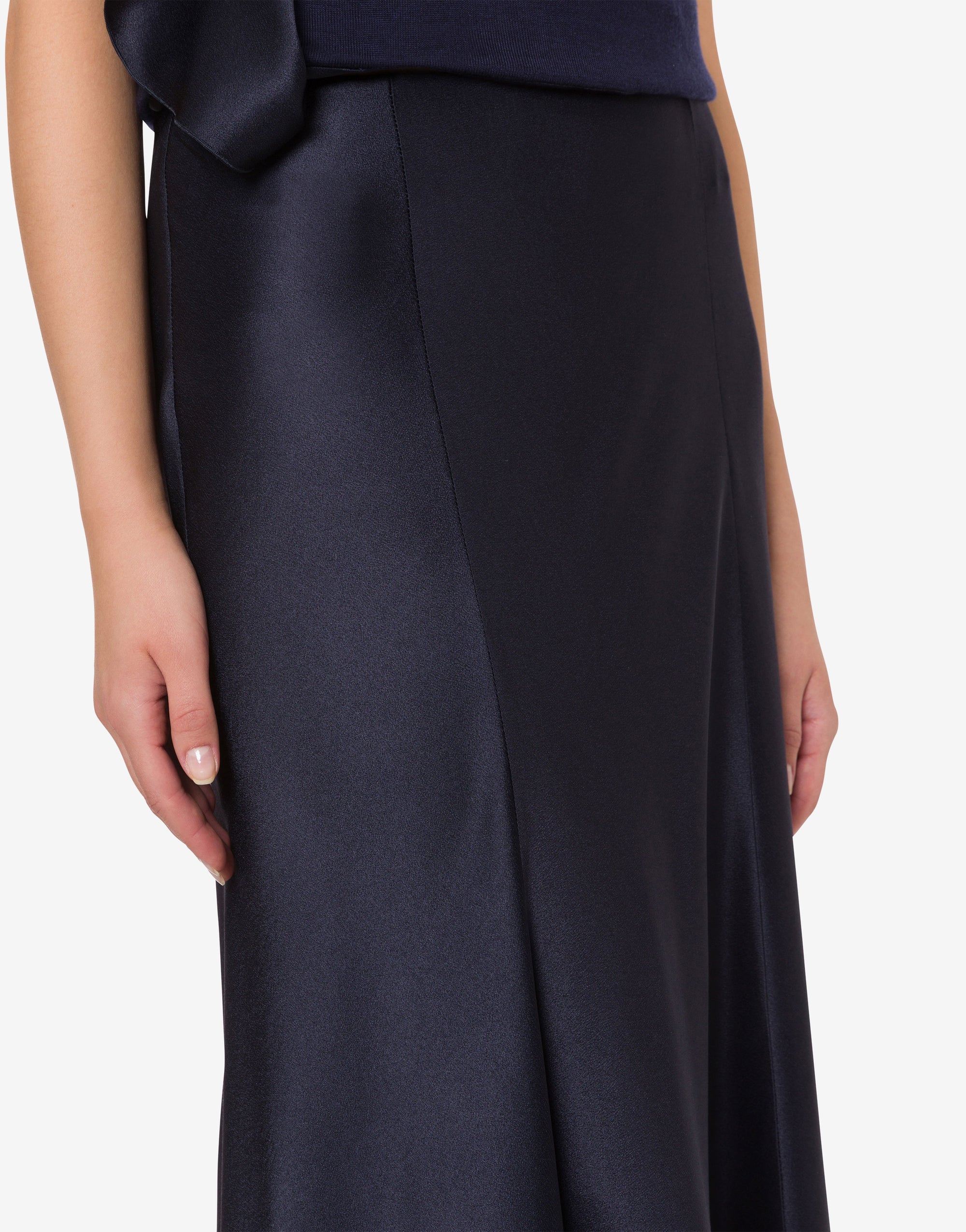 Long skirt in silk blend - Dark Blue