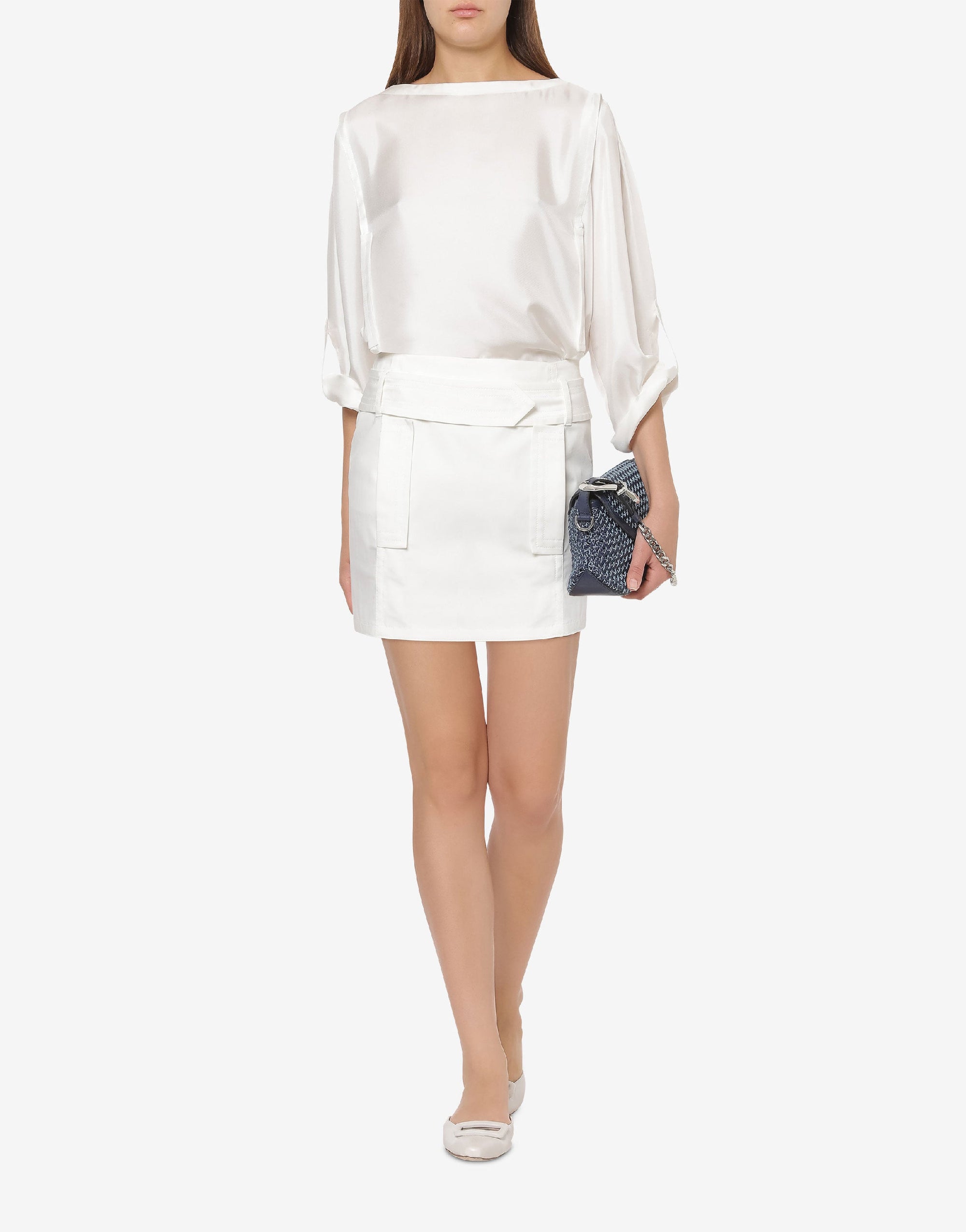 Jupe courte en toile de coton - White