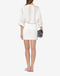 Jupe courte en toile de coton - White