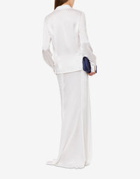 Chemise en soie mélangée avec bijou - White