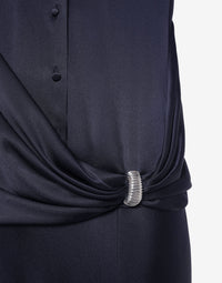 Silk blend shirt with jewel - Dark Blue
