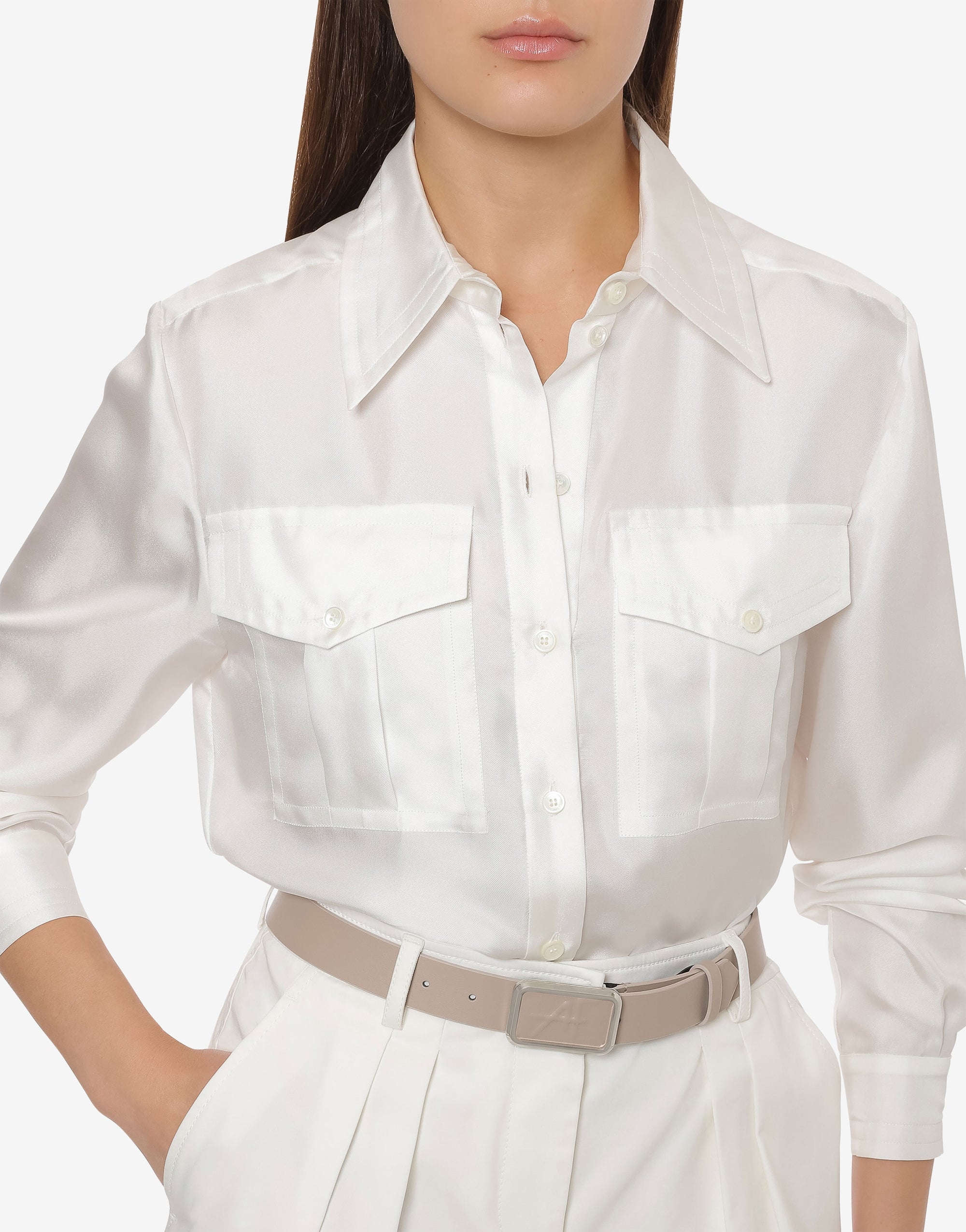 Chemise twill en soie - Ivory