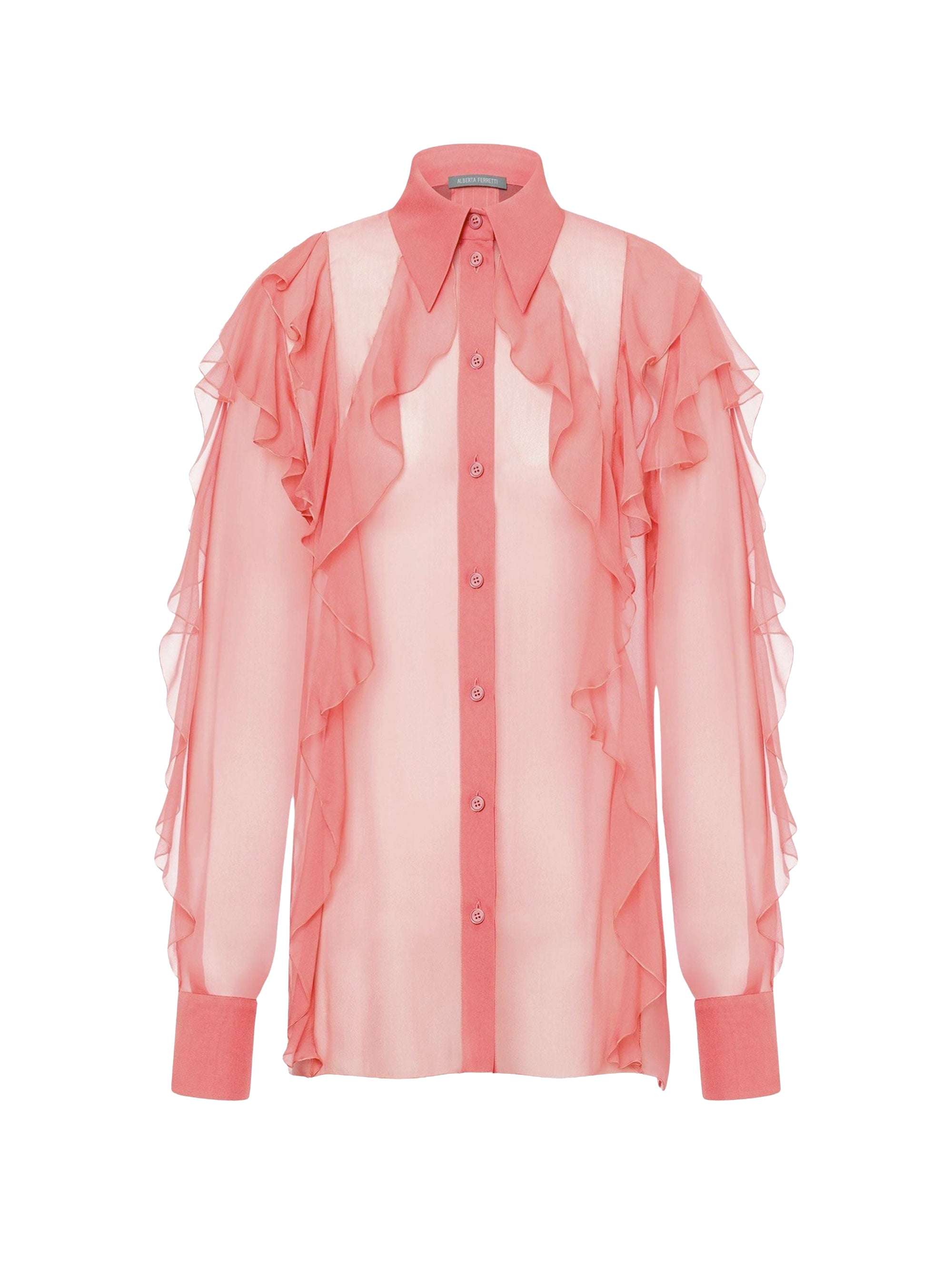 Ruffled silk blouse - Pink