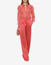 Ruffled silk blouse - Pink