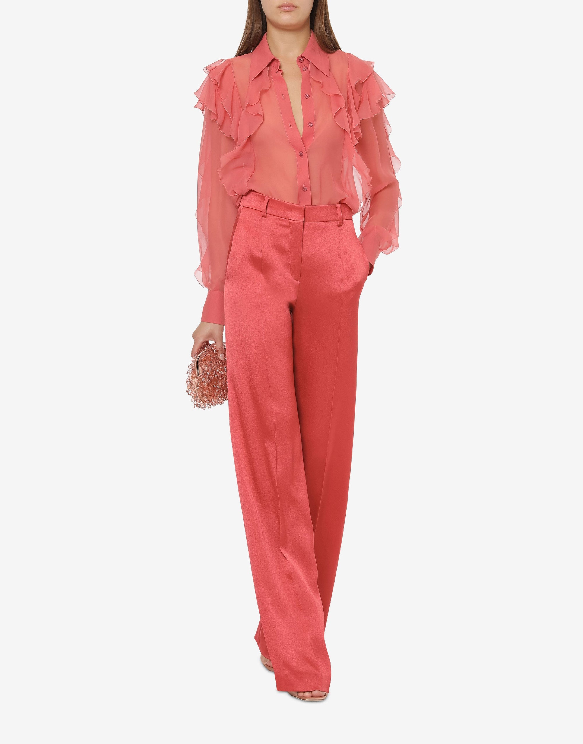 Ruffled silk blouse - Pink