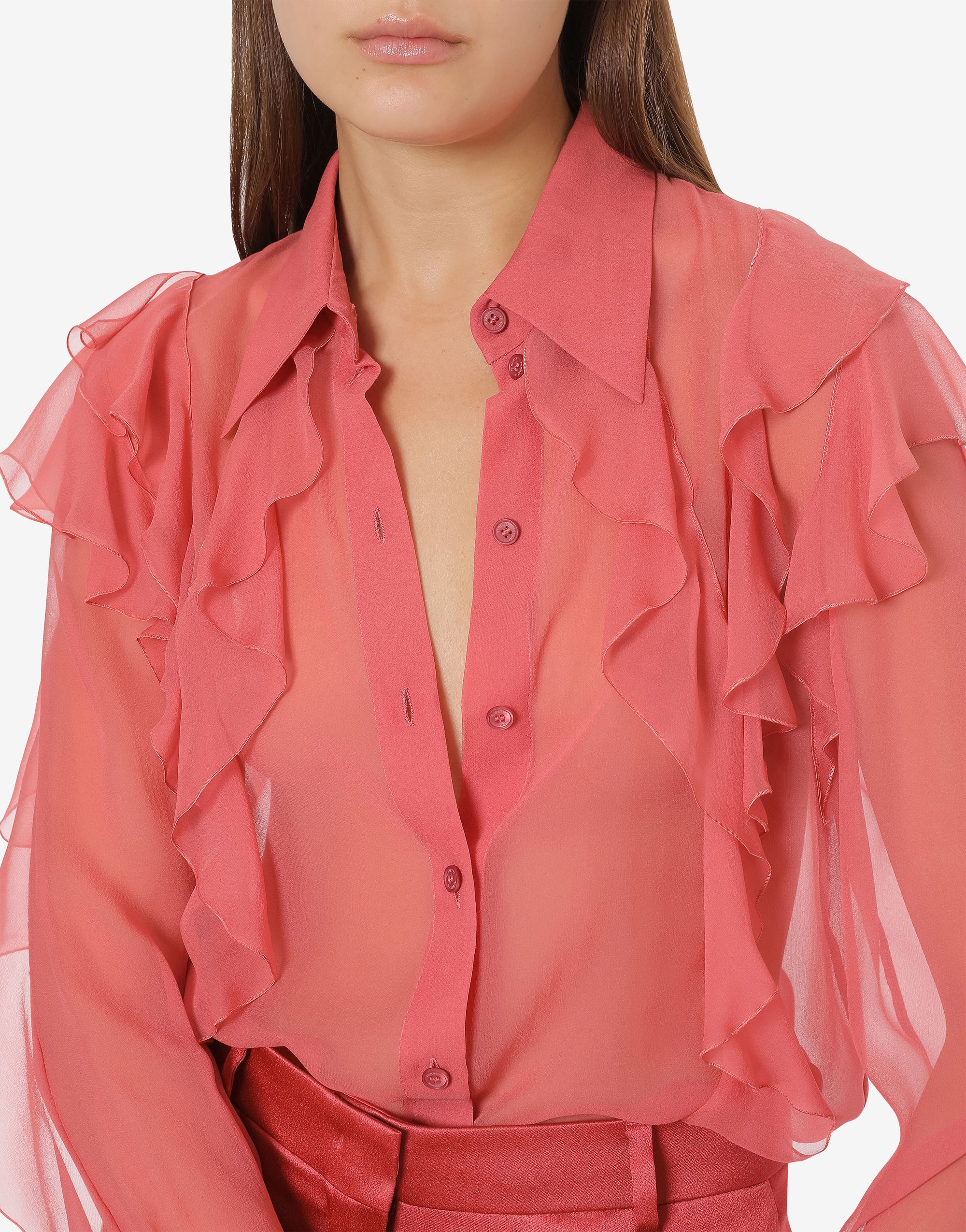 Ruffled silk blouse - Pink