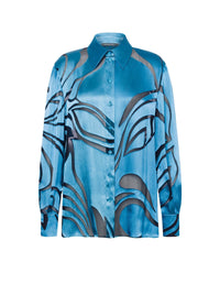 Chemise en satin devoré - Blue