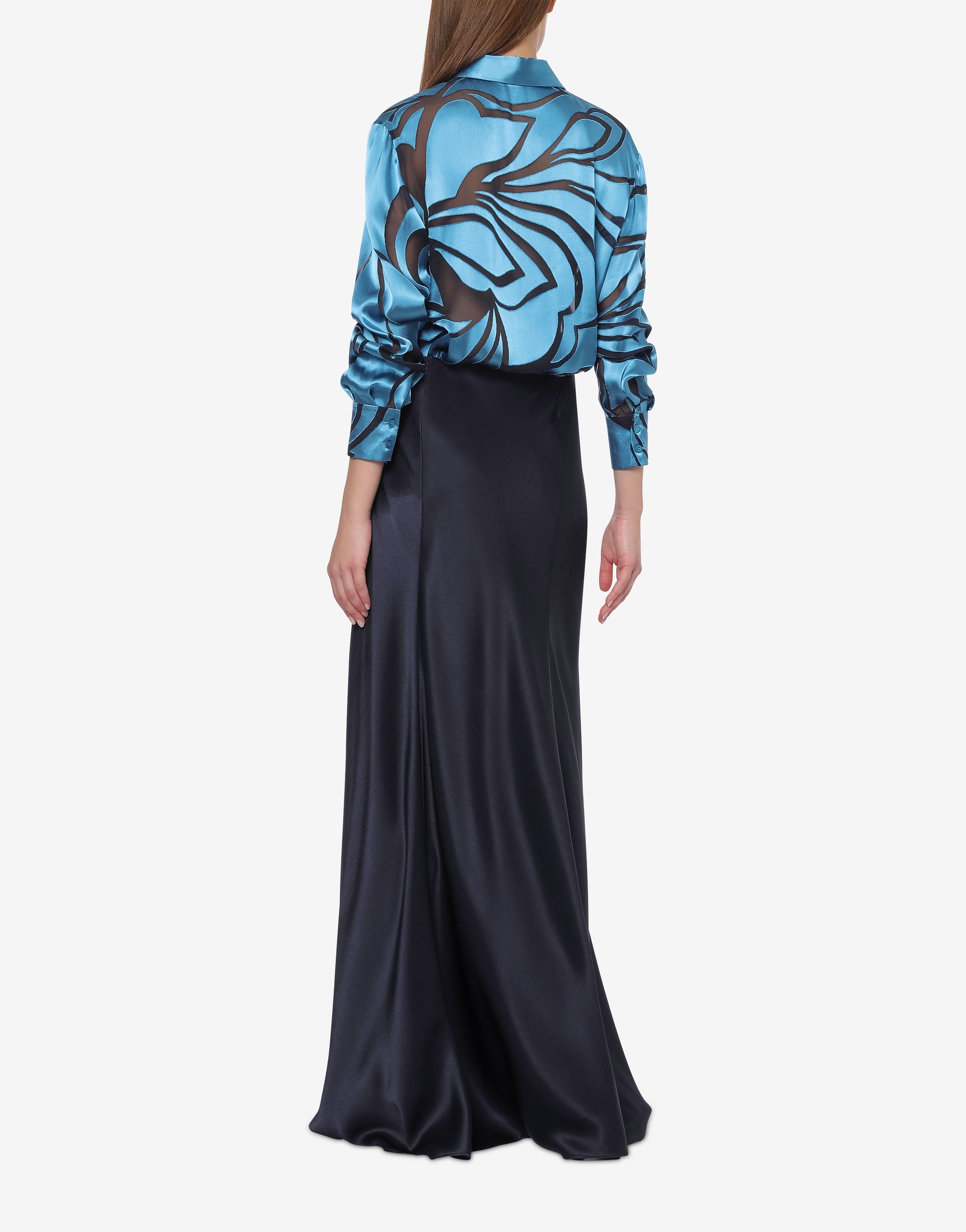 Chemise en satin devoré - Blue