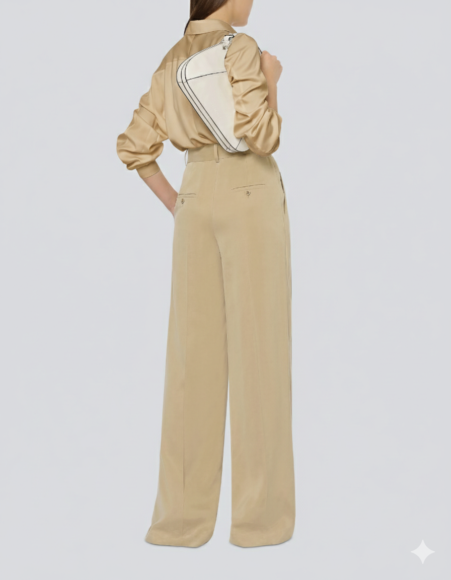 Chemise fluide brillante - Beige