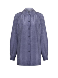 chemise en soie imprimée denim - Multi Blue