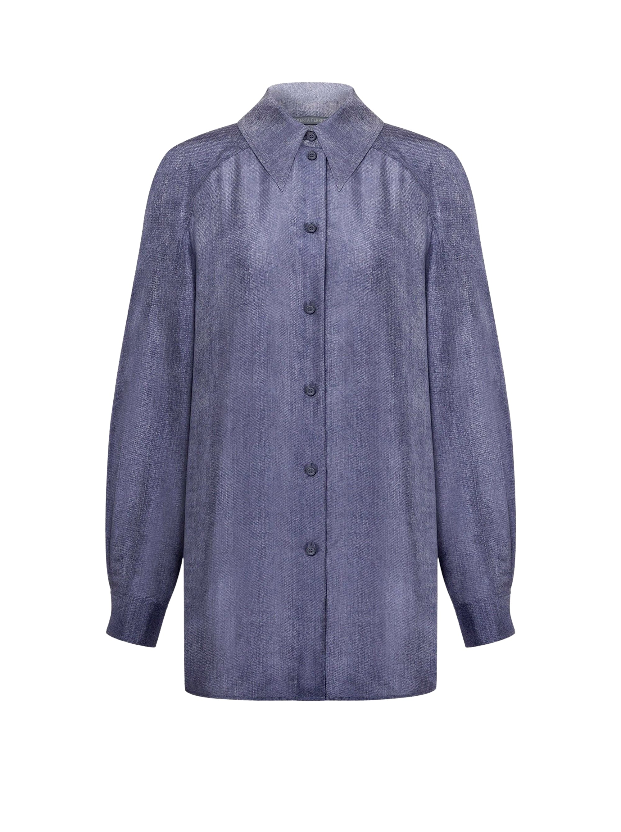 chemise en soie imprimée denim - Multi Blue