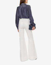 chemise en soie imprimée denim - Multi Blue