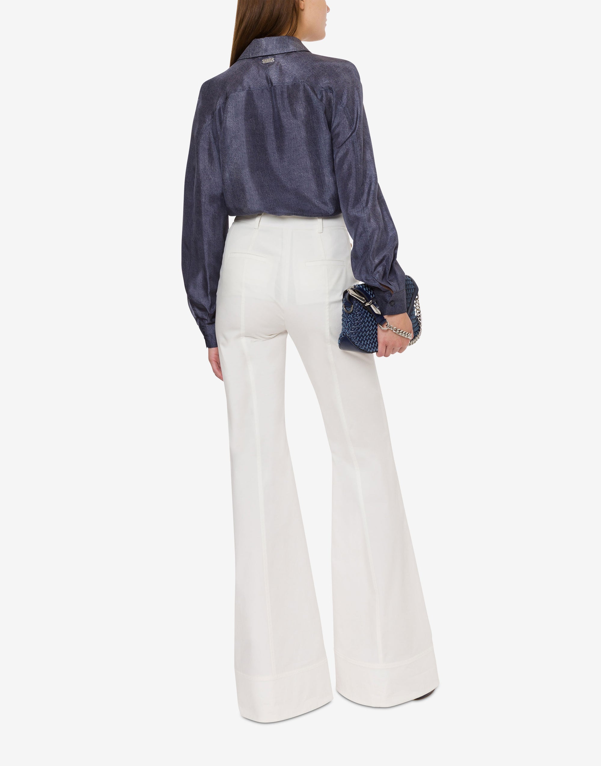 chemise en soie imprimée denim - Multi Blue