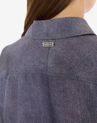 chemise en soie imprimée denim - Multi Blue