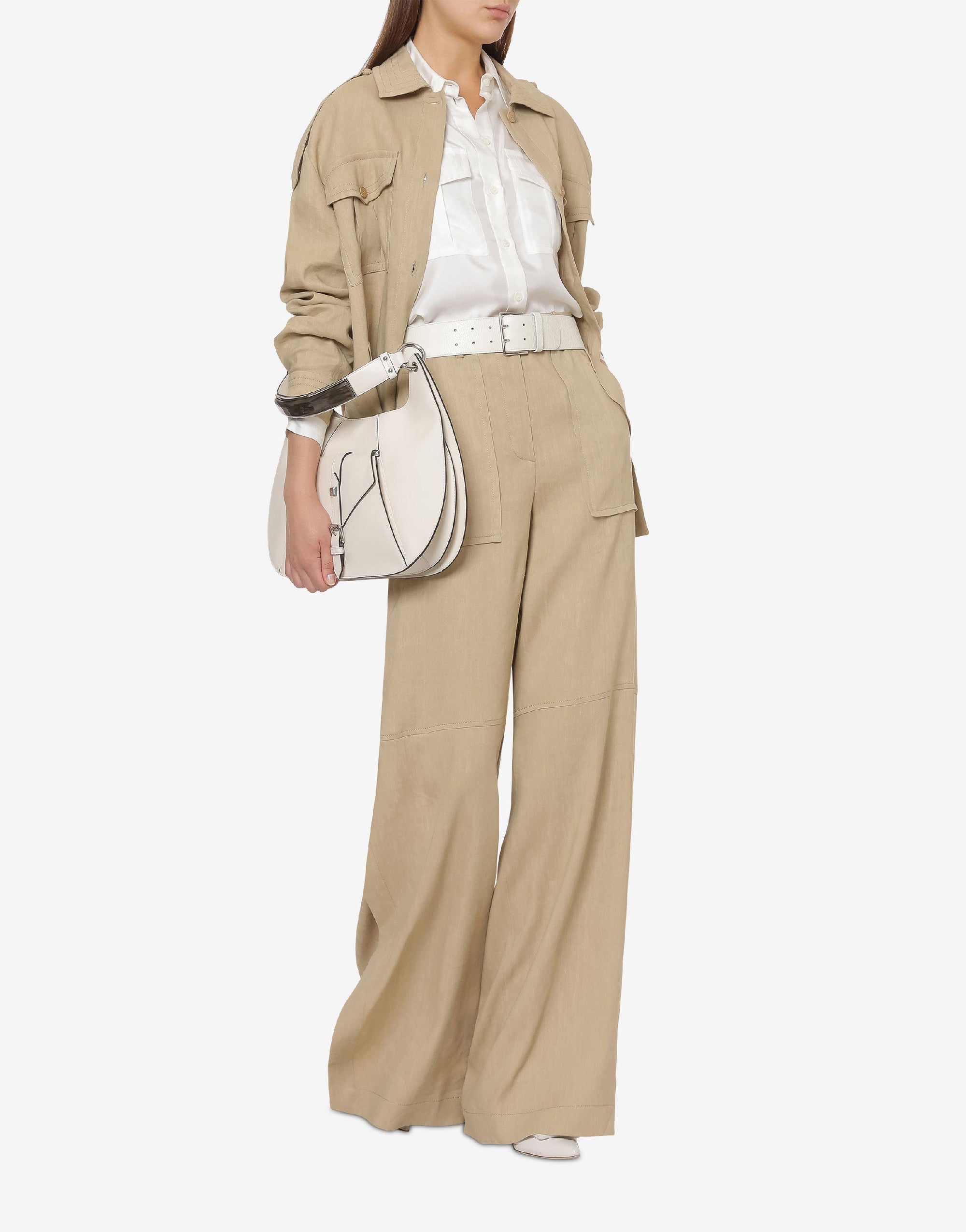 Pantalon oversize en lin strech - Beige