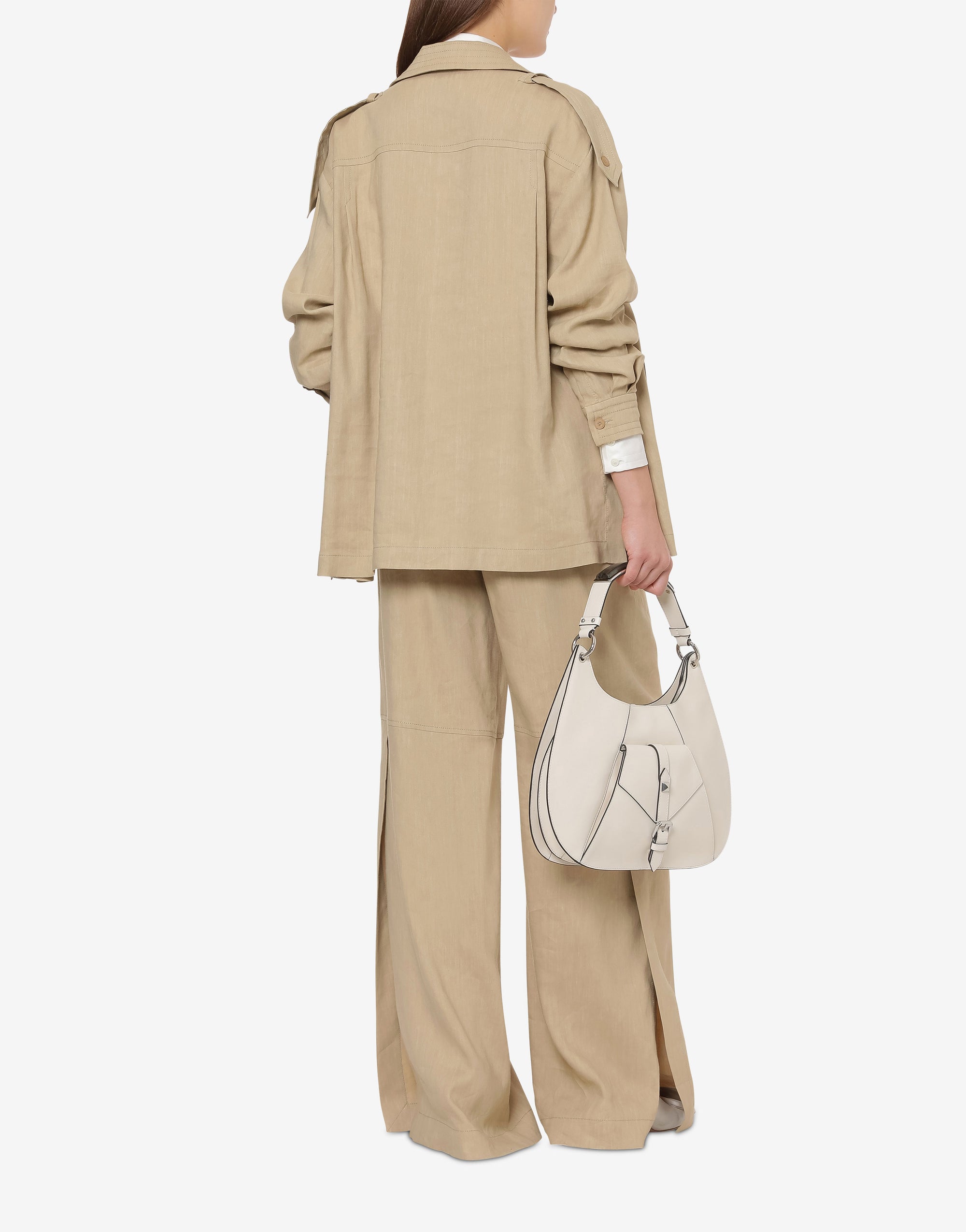 Pantalon oversize en lin strech - Beige