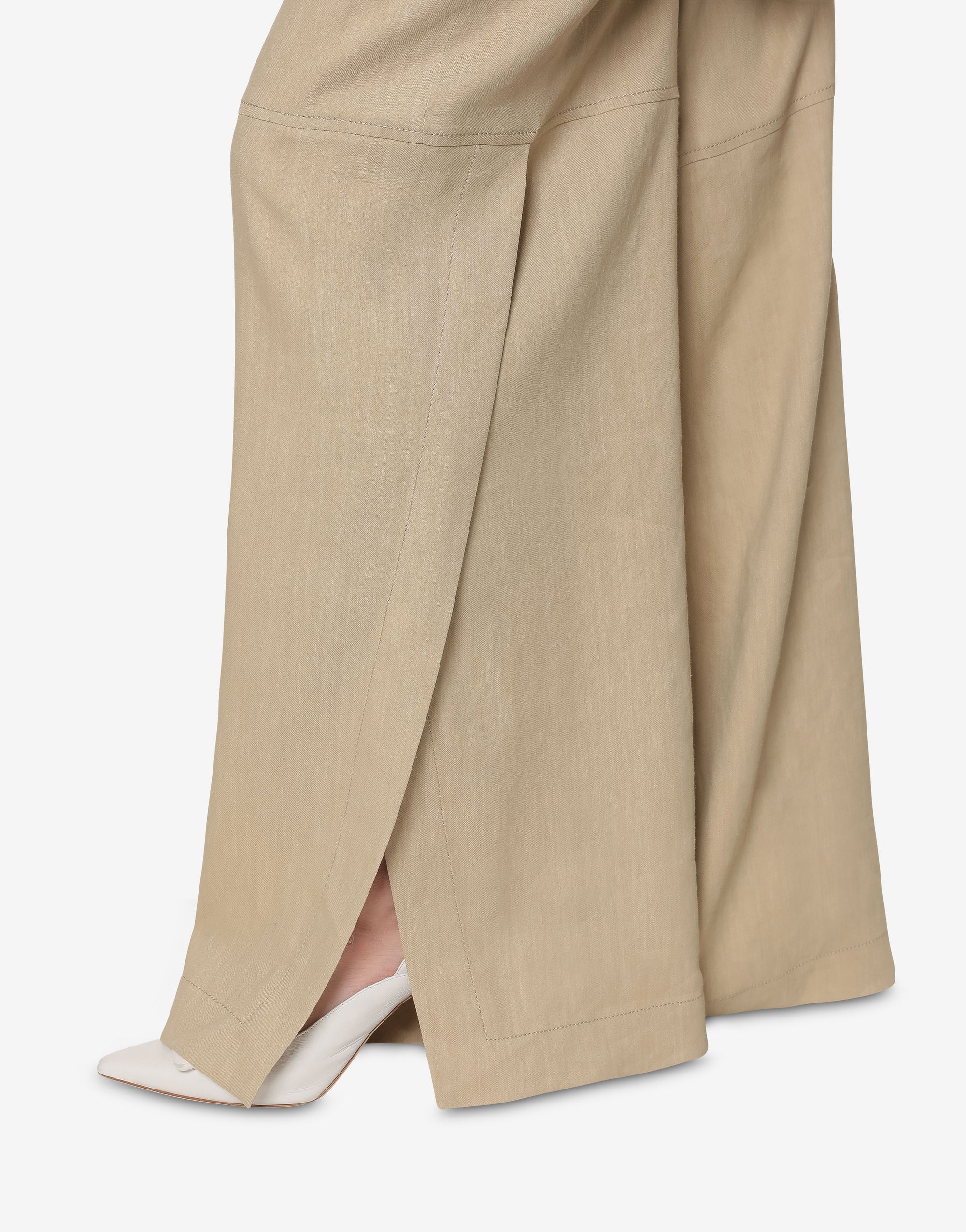 Pantalon oversize en lin strech - Beige