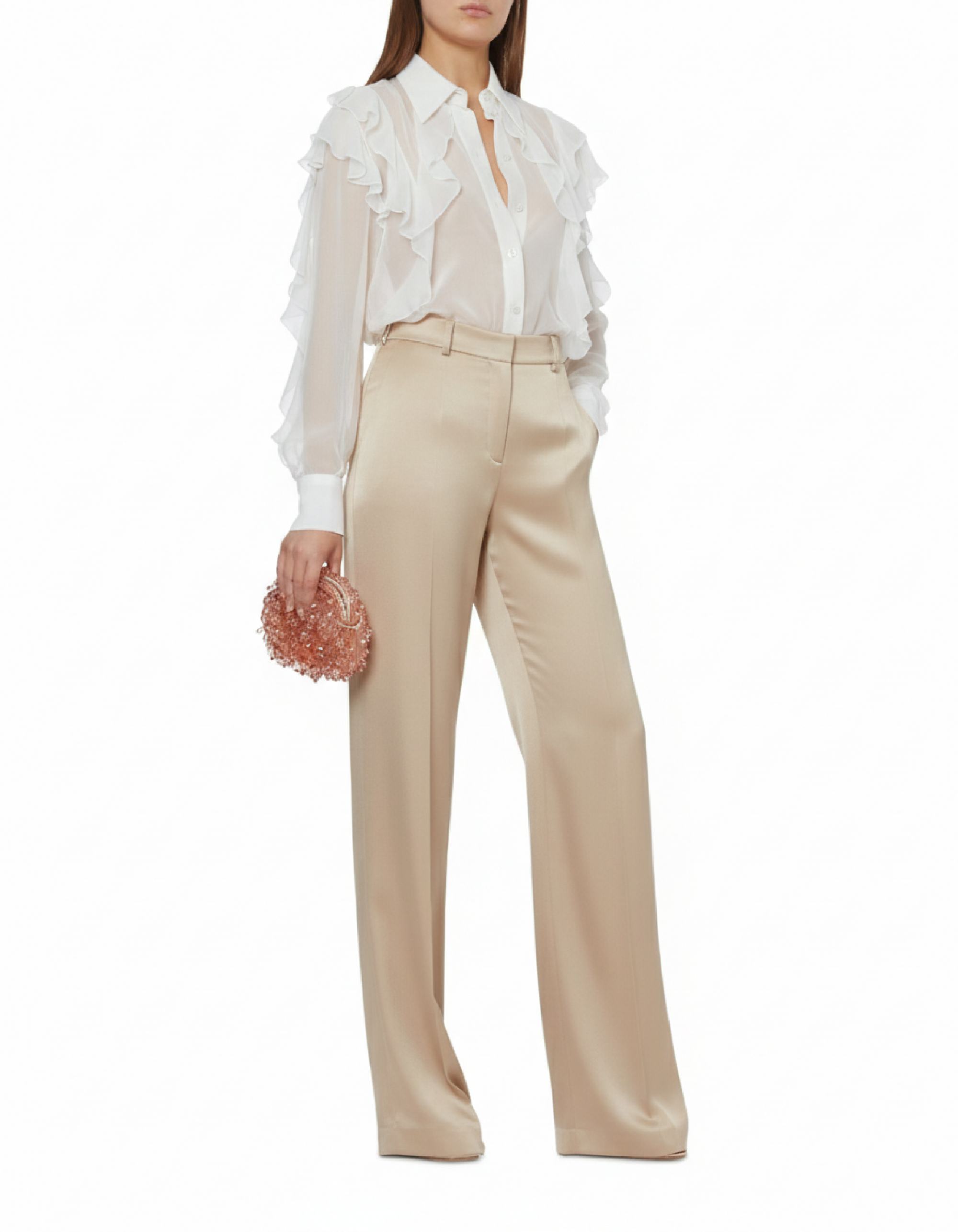 Pantalon en soie mélangée cocktail - Pink