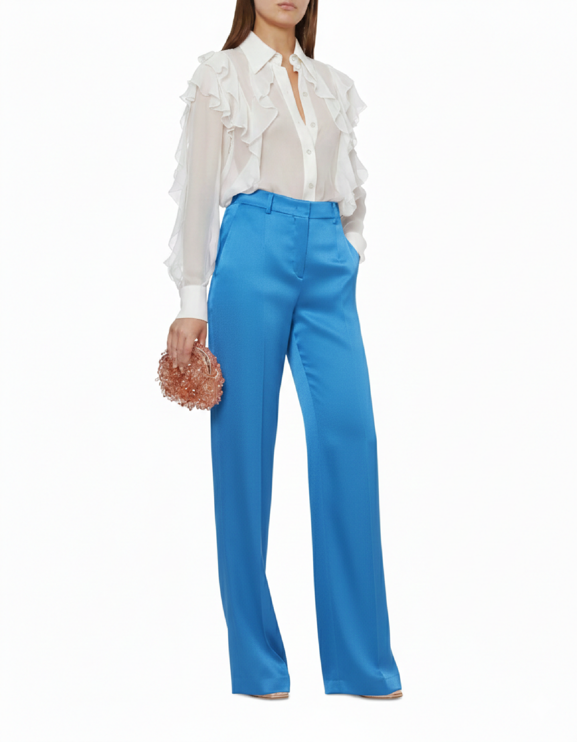 Pantalon en soie mélangée cocktail - Blue