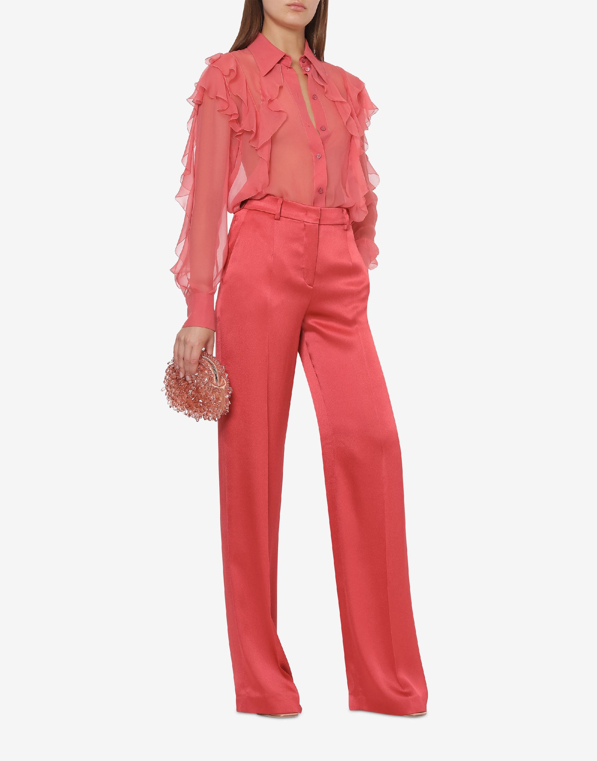 Pantalon en soie mélangée cocktail - Pink