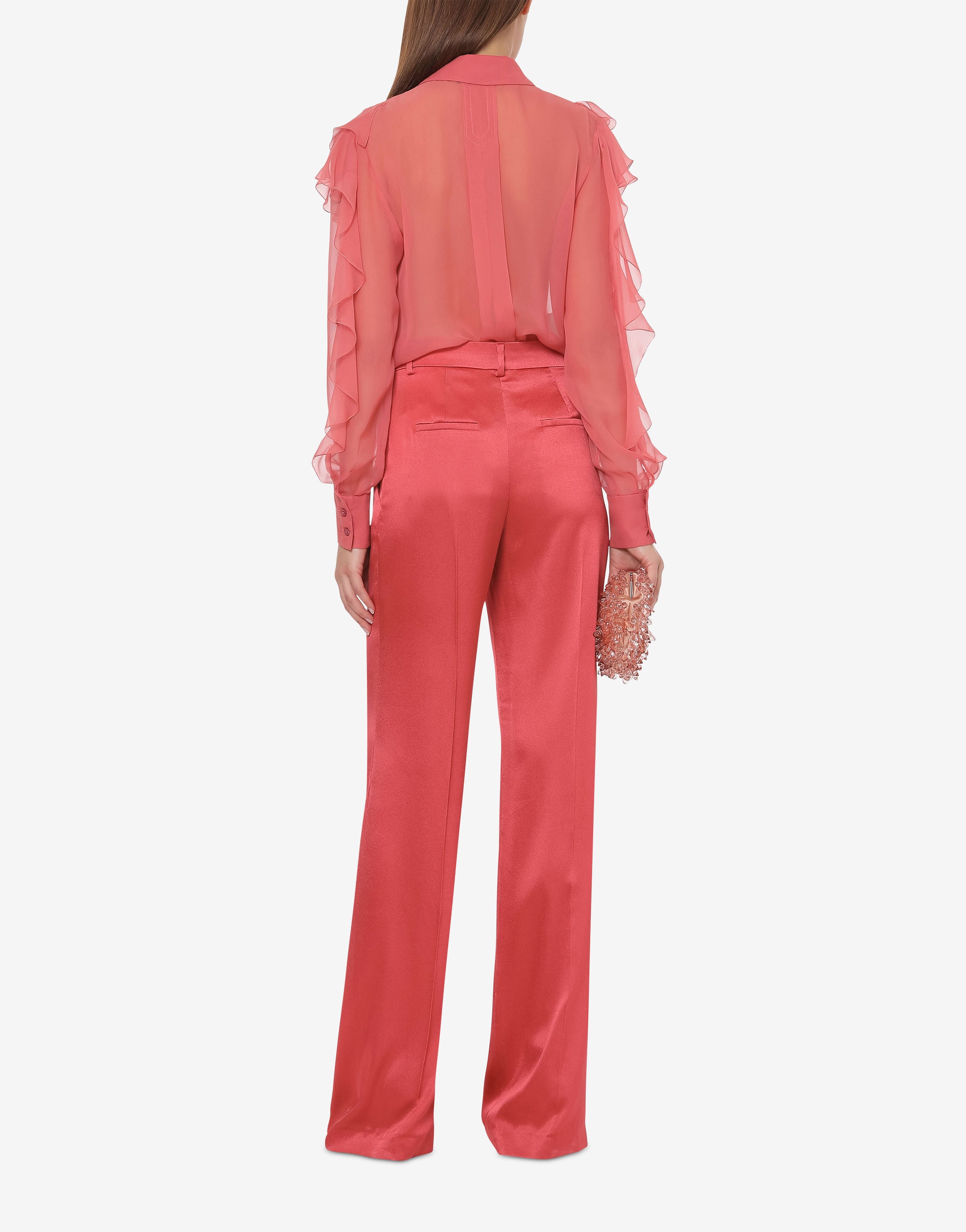 Pantalon en soie mélangée cocktail - Pink