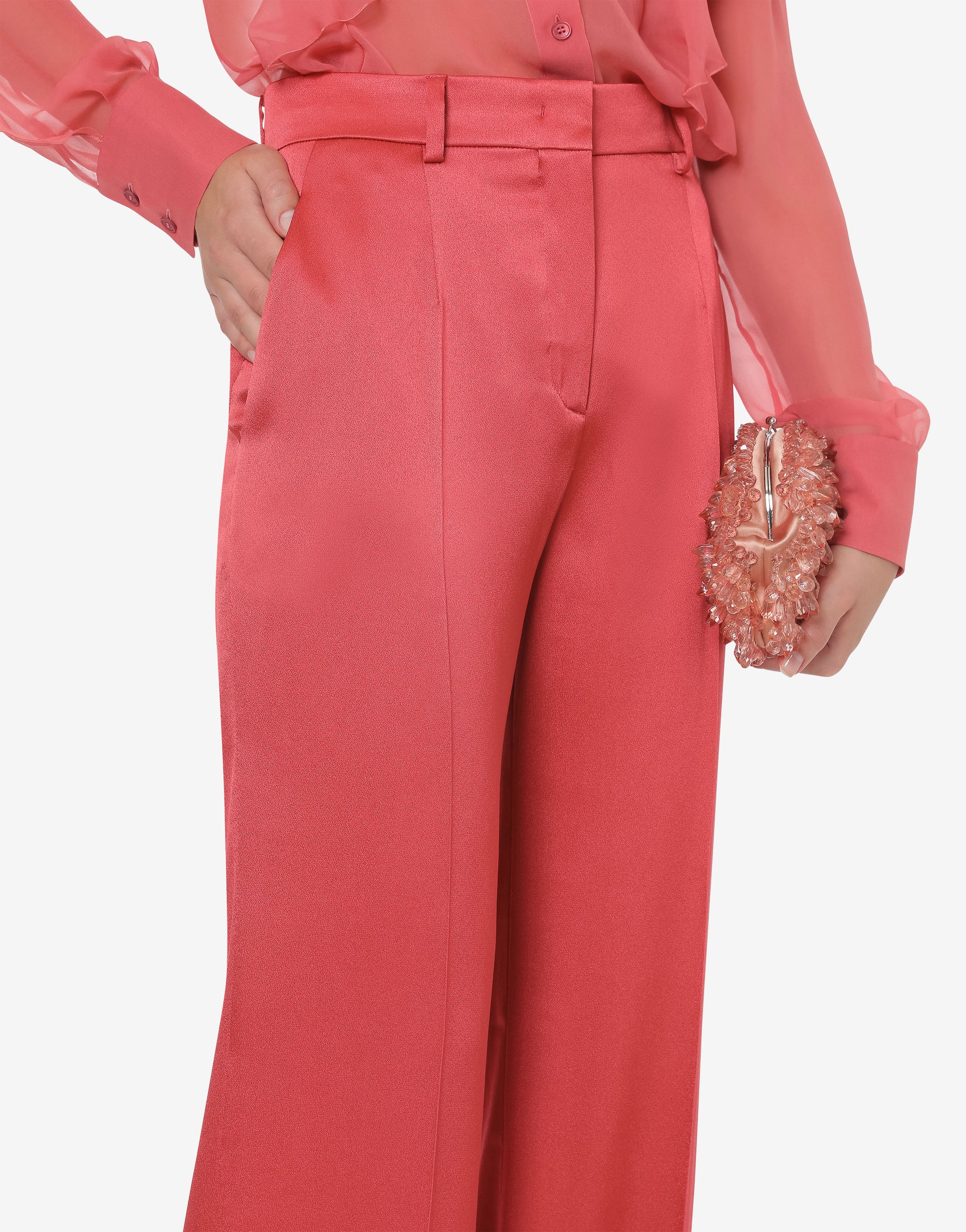 Pantalon en soie mélangée cocktail - Pink