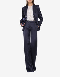 Silk blend cocktail trousers - Dark Blue