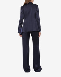 Silk blend cocktail trousers - Dark Blue
