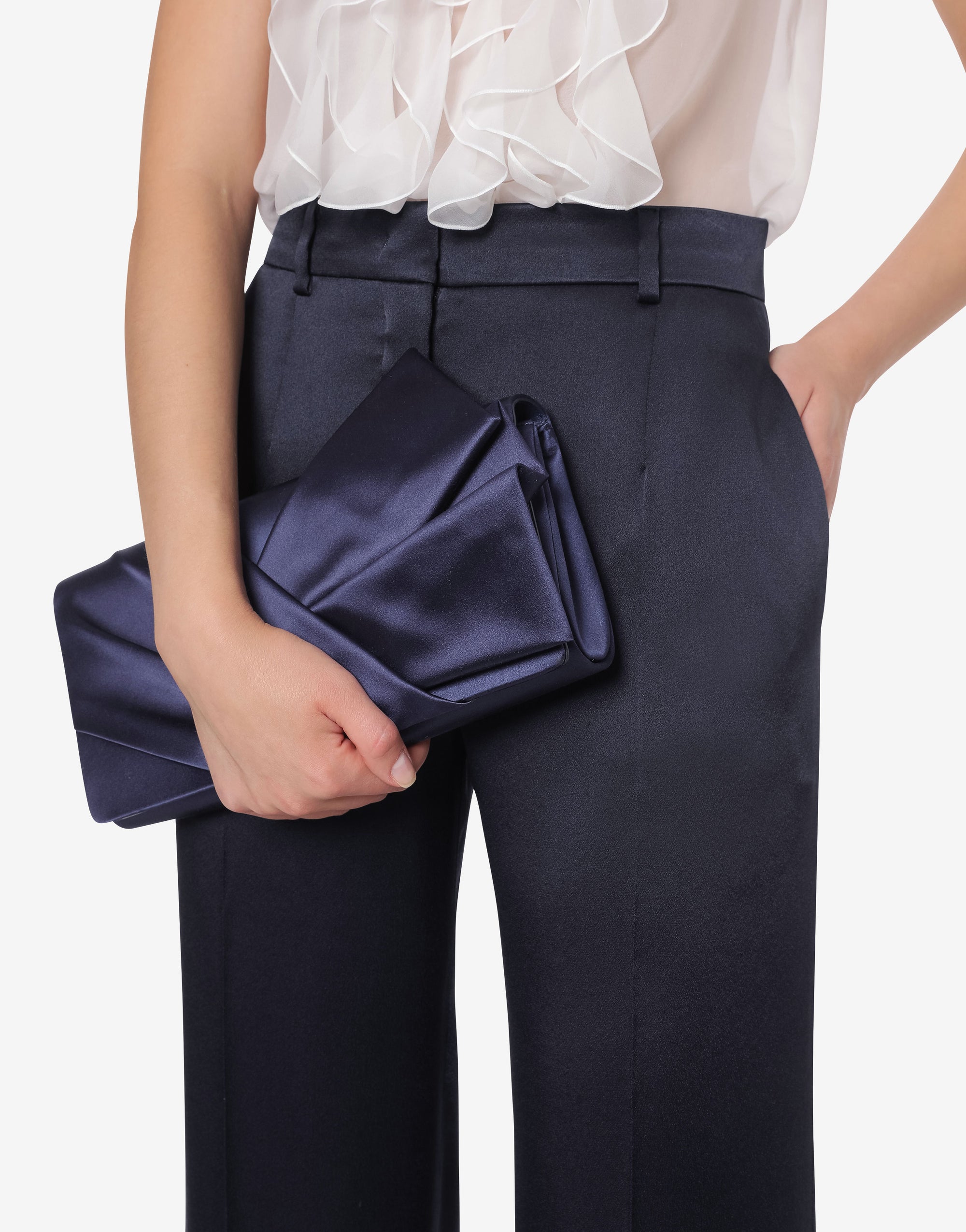 Silk blend cocktail trousers - Dark Blue