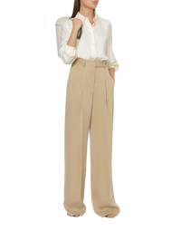 Pantalon taille haute à jambes larges en tissu fluide - Pink